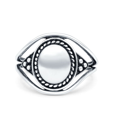 Silver Ring Oxidized Band Solid 925 Sterling Silver Thumb Ring (14mm)